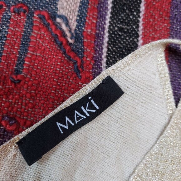 Maki Womens V-Neck Gold Metallic Knit Sheath Mini Party Dress Sleeveless Stretch - Picture 4 of 8